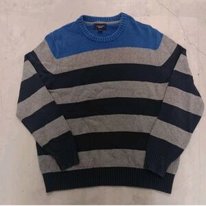 Lands' End Drifter Sweater Blue Striped Knit Crew Neck Men's Size Large 42-44